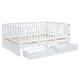 preview thumbnail 59 of 118, Roomfitters Twin Size Wood Daybed with Fence Guardrails, 2 Storage Drawers, Convertible Floor Bed, and Built-In Shelving