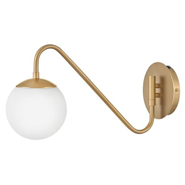 slide 2 of 11, Lark 83480 Dottie 9" Tall Hardwired or Plug-In Wall Sconce with Etched Lacquered Brass