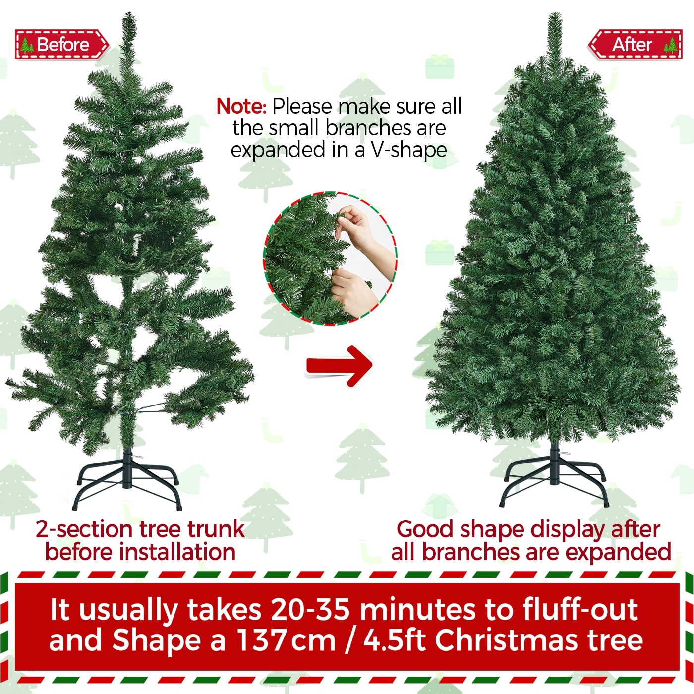 Yaheetech Pre-lit 4.5ft/6ft/7.5ft/9ft Spruce Artificial-image