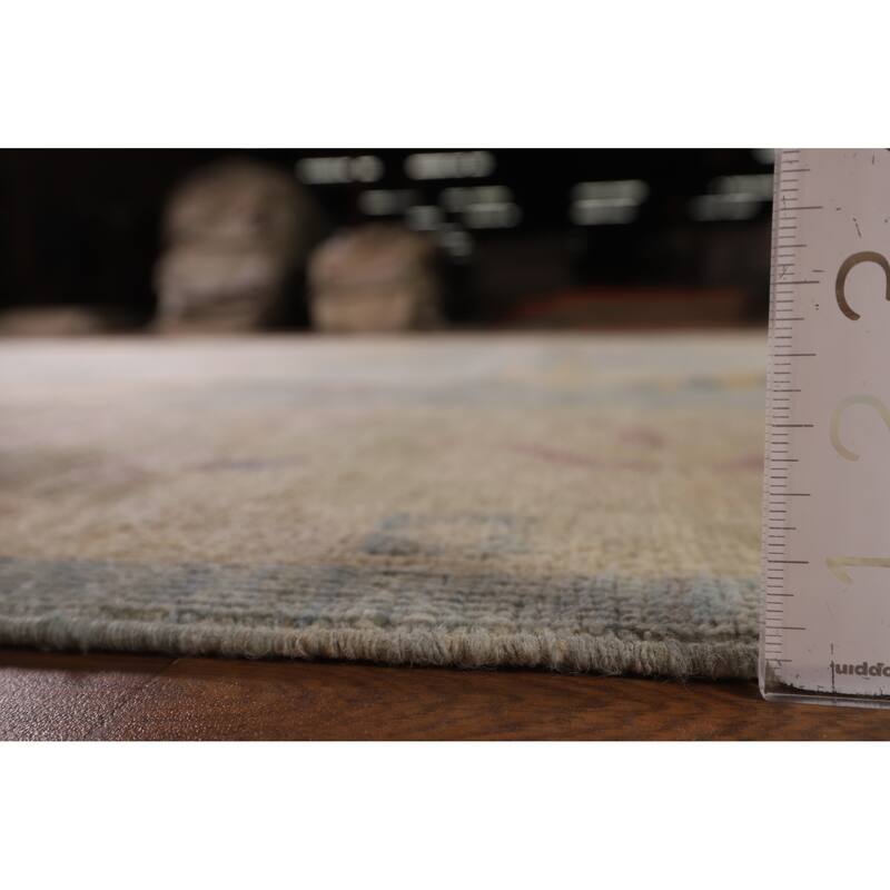 Light Blue Vegetable Dye Oushak Rug Hand-Knotted Turkish Wool Carpet - 9'0" x 11'9"