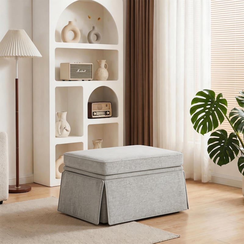 Skirted Oversized Storage Ottoman