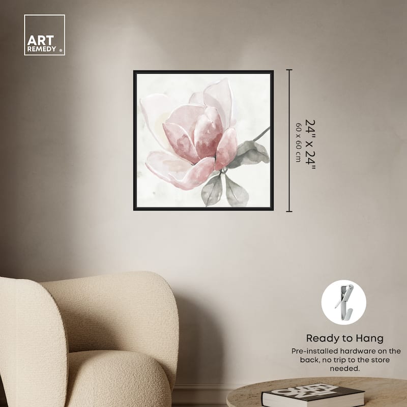 Art Remedy Faded Blush Rose Framed Floral Fine 1 Piece Canvas Wall Art