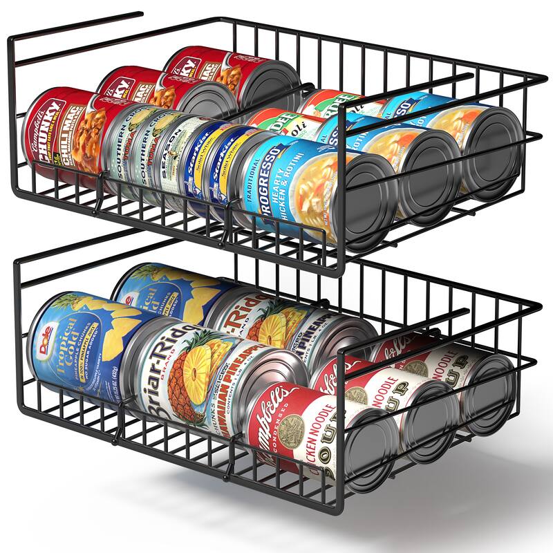 Sorbus Under Cabinet Multipurpose Storage Metal Shelf with Dividers (2-Pack) - 14.75” L x 11” W x 7” H - Black