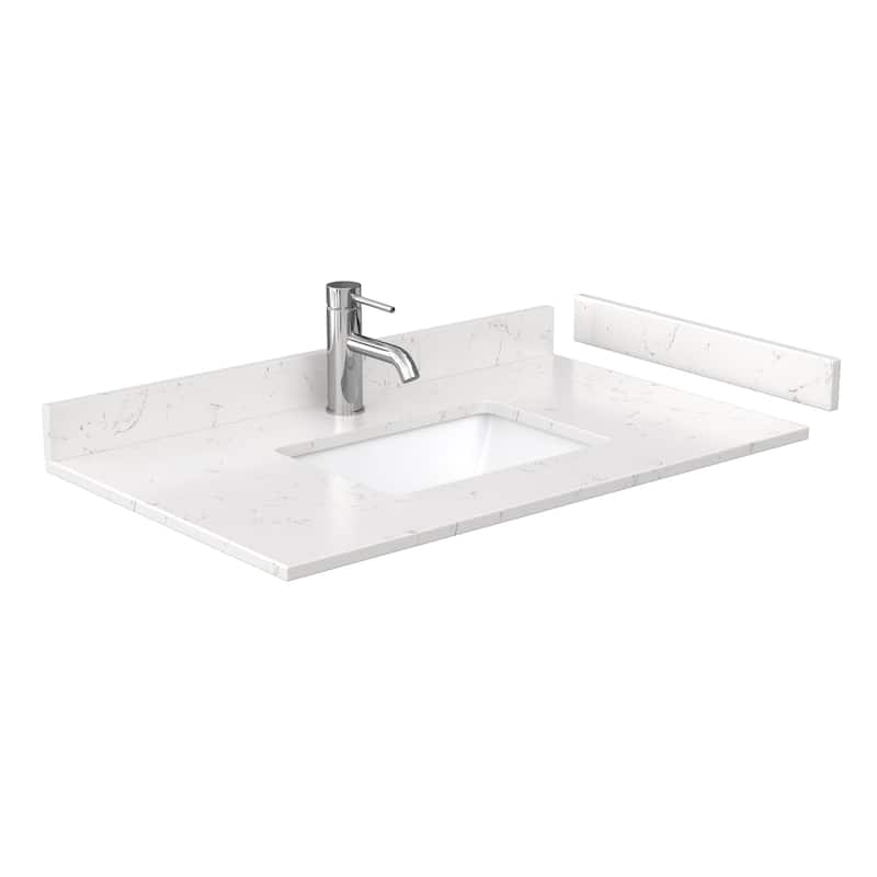 Wyndham Collection 36" Single Vanity Top with Undermount Rectangular - Carrara Cultured Marble