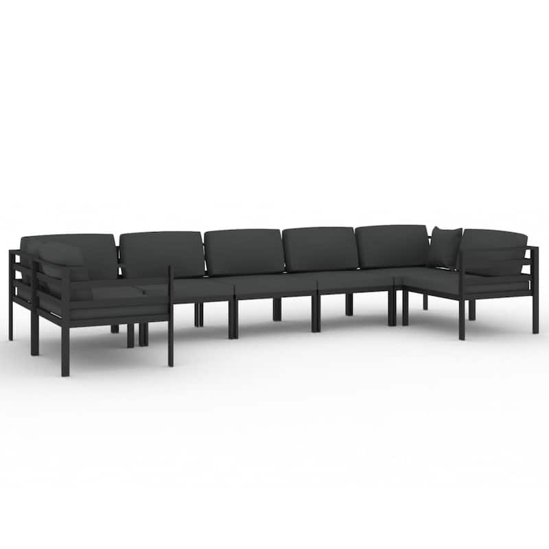 vidaXL Patio Lounge Set Outdoor Sectional Sofa Set Table Aluminum Anthracite - 27.6" x 27.6" x 25.4"