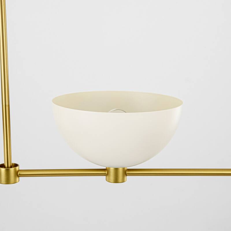 4-Light Modern Simple Bowl Design Linear Pendant Light for Kitchen Island