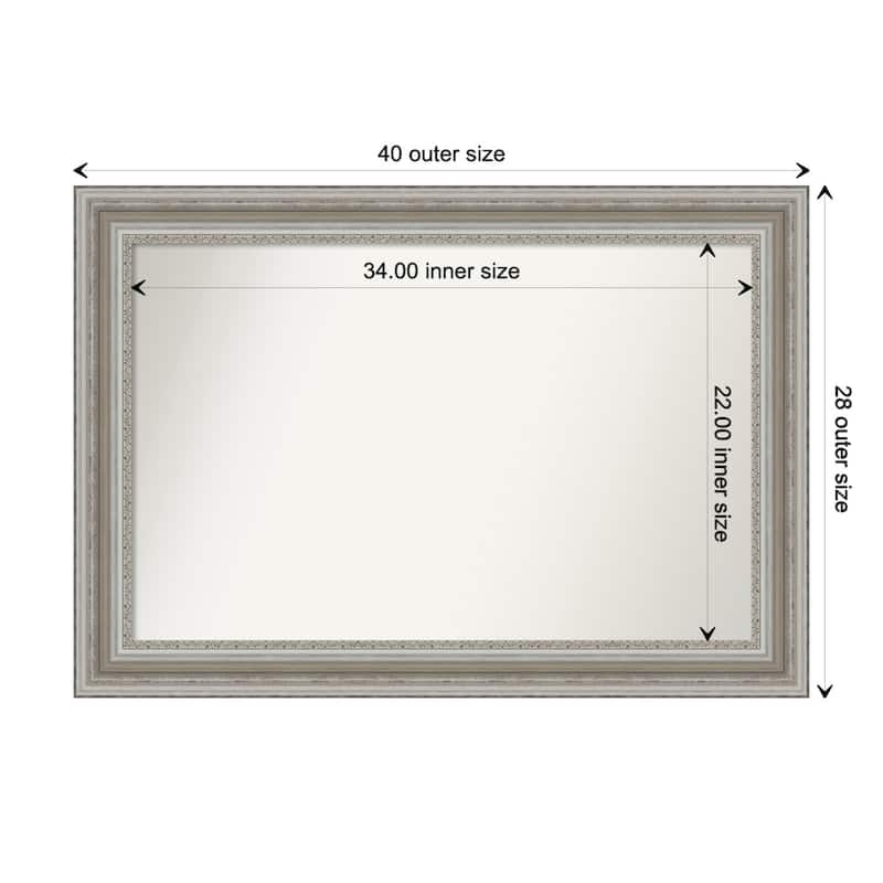 Parlor Silver Framed Non-Beveled Custom Wall Mirror, Bathroom Vanity Mirror - Outer Size: 39.5 x 27.5