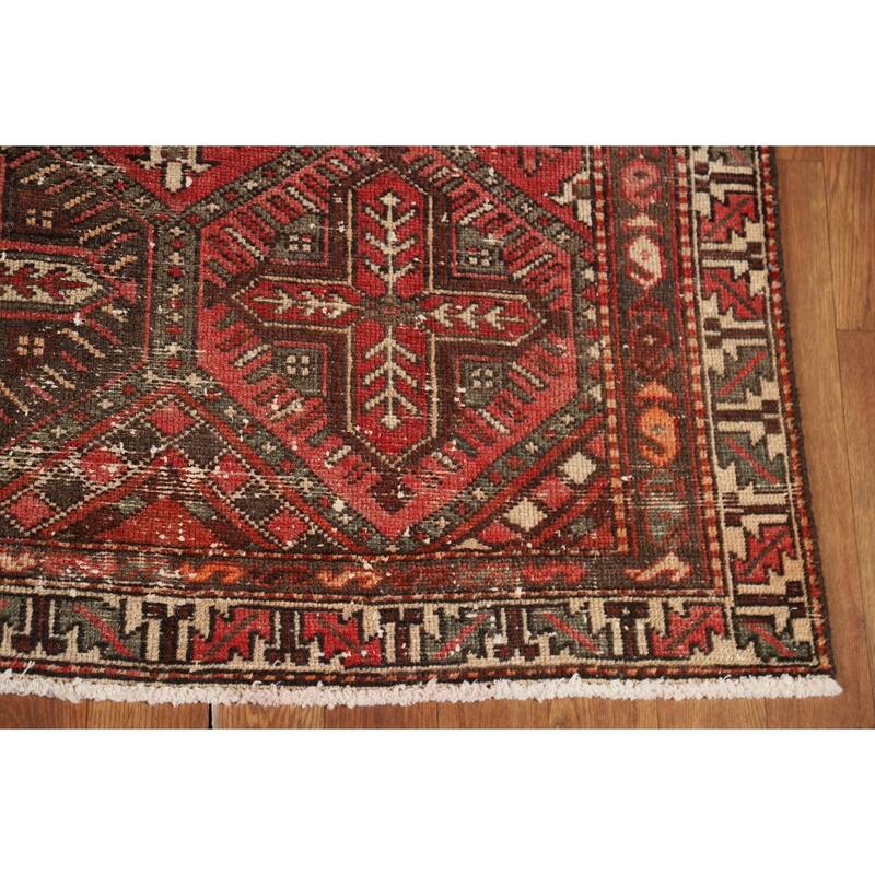 All-Over Geometric Bakhtiari Persian Area Rug Hand-Knotted Wool Carpet - 4'5" x 6'7"