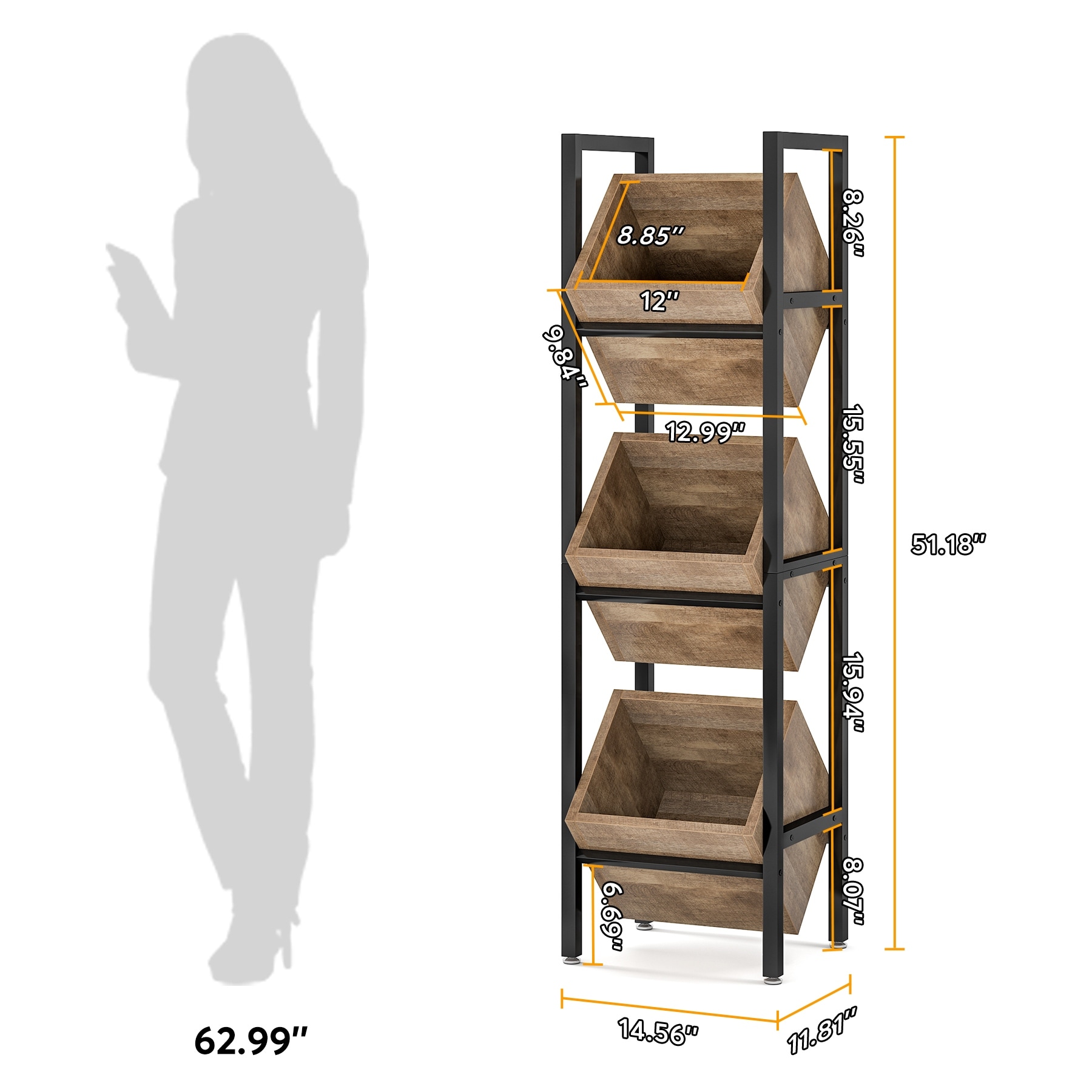 Vertical Standing Basket Storage Tower for Kitchen Bathroom Living