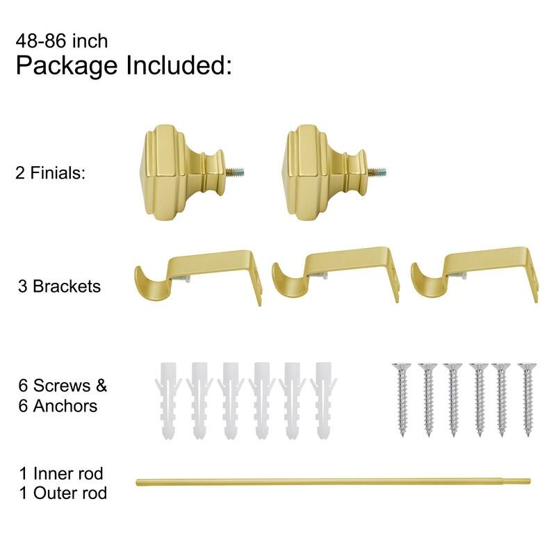 UTOPIA ALLEY Wall Mounted 5/8 Inch Curtain Rod - Curtain Rods For Windows