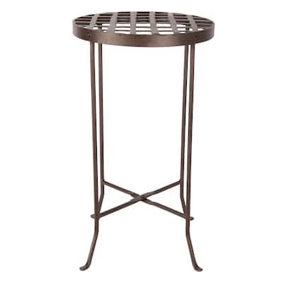 Achla Designs Large Round Table Flowers Plant Stand, 25 Inch Tall, Roman Bronze Powder Coat Finish