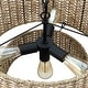 preview thumbnail 12 of 11, Lennie 20 in. 4-Light Rattan Tiered Drum Chandelier Light with Black Canopy - 20 in. W - 20 in. W