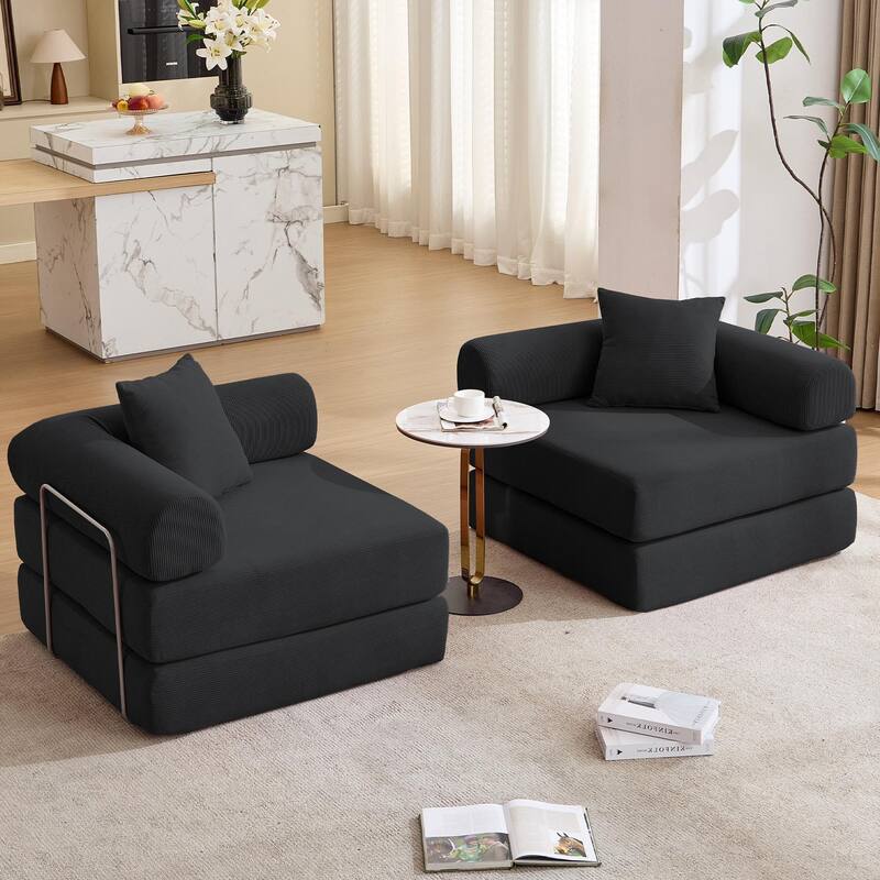 Modular Couch Sofa Bed, Convertible Design with Removable Armrests,Folding Mattress Couch for Small Spaces ,No Assembly