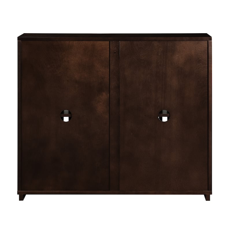 Mid Century Modern Fluted Sideboard Cabinet with 2 Outlet Holes, Buffet Cabinet with Storage, Narrow Side Cabinet