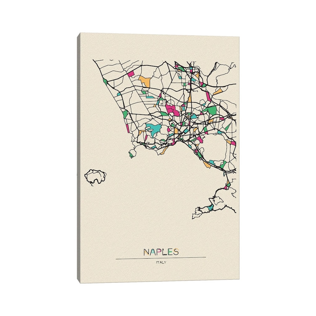 iCanvas "Naples, Italy Map" by Ayse Deniz Akerman Canvas Print