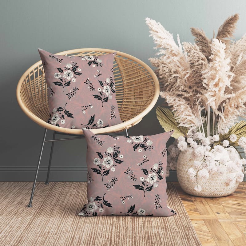 Meadow Strokes Indoor/Outdoor Reversible Throw Pillow Light and Red