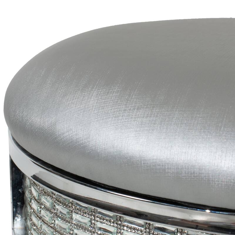 Hillsdale Venice Backless Faux Diamond Band Vanity Stool, Chrome - Silver - 16" x 16" x 18" - 16" x 16" x 18"
