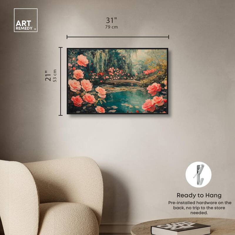 Rose Garden Bridge II Canvas by Art Remedy