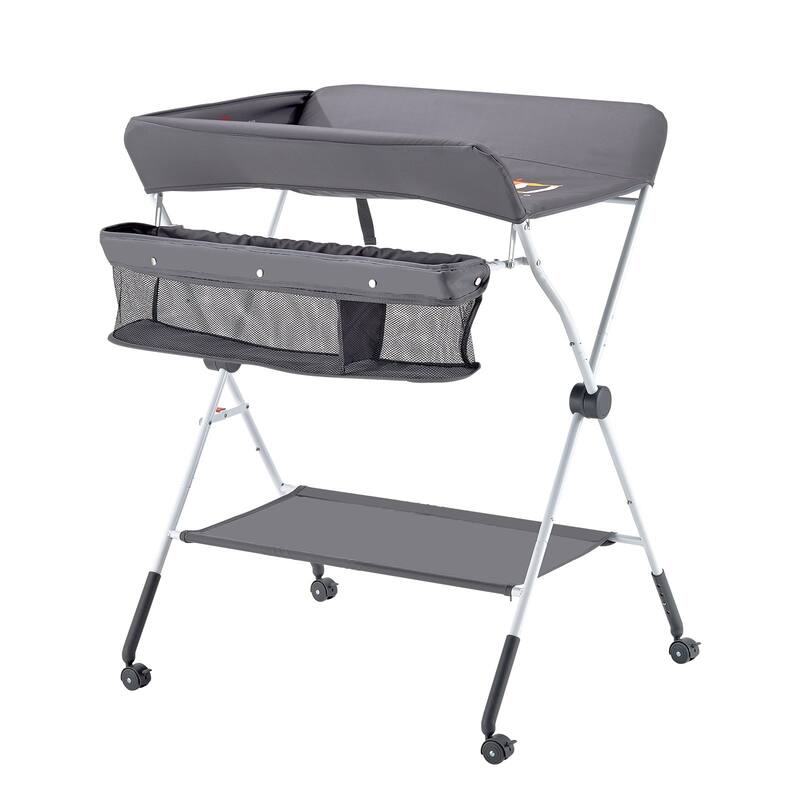 Oxford Fabric Kids Changing Table with Adjustable Height and Storage - 33.39 x 29.33 x (40.55-42.91) in
