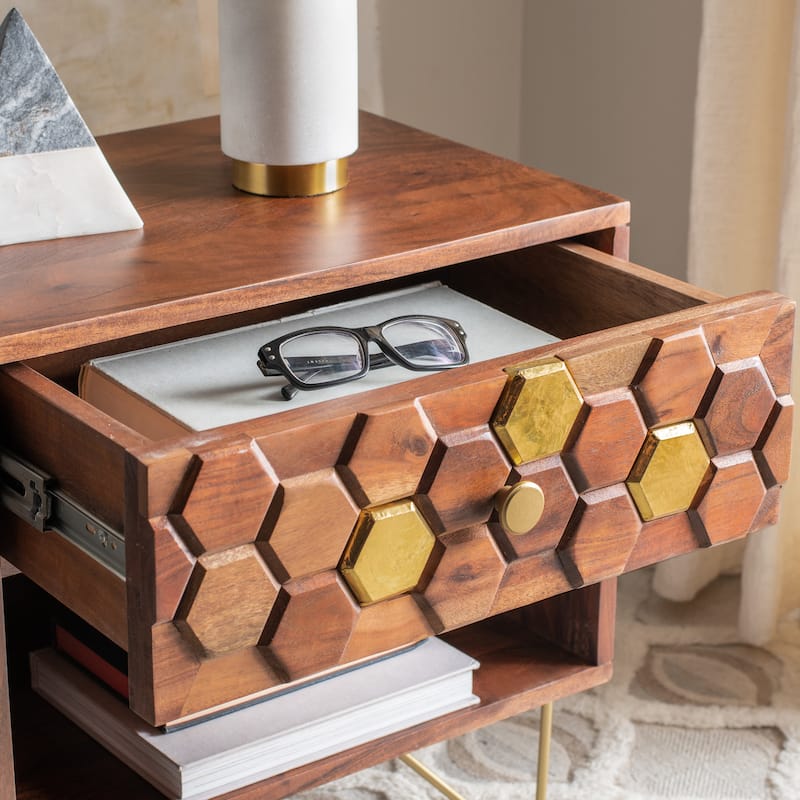 SAFAVIEH Alia 1-Drawer 1-Shelf Nightstand Table