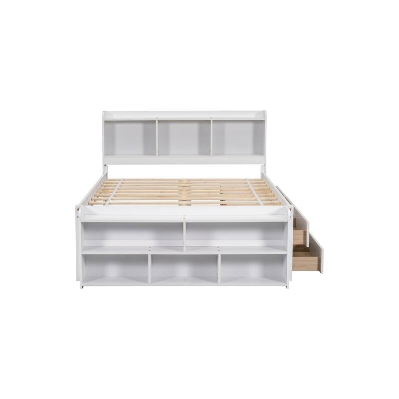 Full Bed with Bookcase Headboard Under-bed Storage
