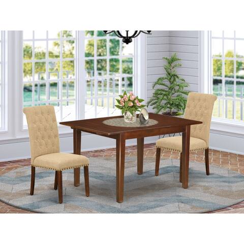 Dining Set - Rectangle Table and Modern Parson Chairs in Linen Fabric (Finish and Pieces Option)