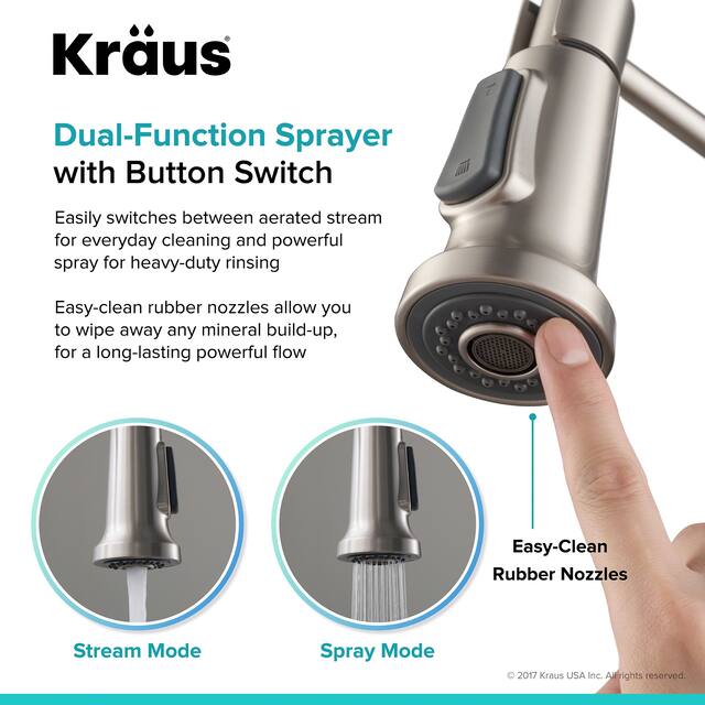 Kraus Britt Commercial 3-Function 1-Handle Pulldown Kitchen Faucet