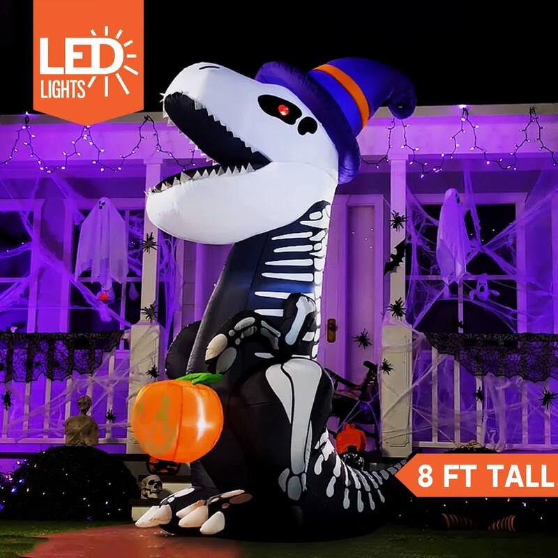 Joyfy 8 FT Halloween LED Skeleton Dinosaur Decoration