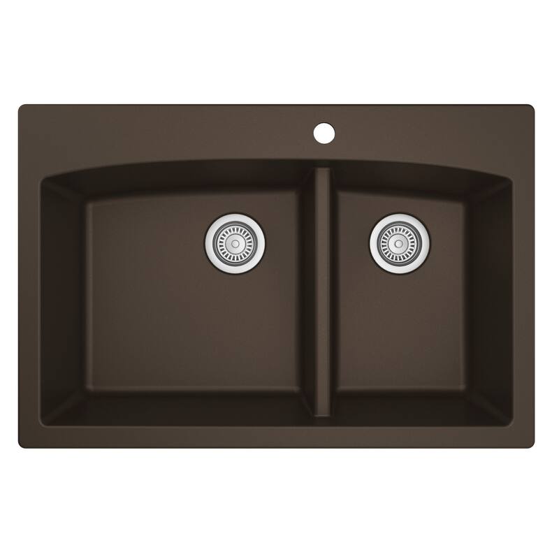 Karran Drop-In Quartz 33 in. 1-Hole 60/40 Double Bowl Kitchen Sink Kit