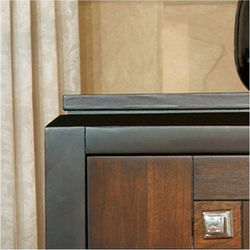 2 Drawers Nightstand With Two-Tone Design, Acacia and Walnut