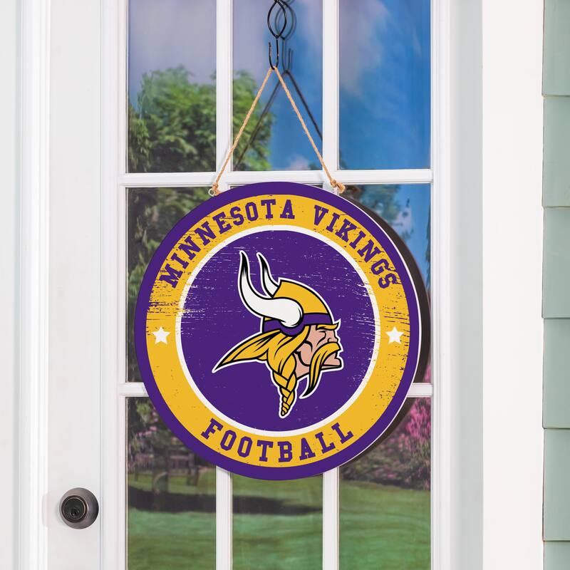 Minnesota Vikings Wooden Door Decor Wall Sign - Multi-Color