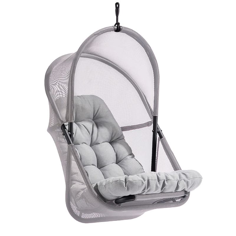 Bery Outdoor Swing Chair with Foldable Stand, Light Gray Cushion