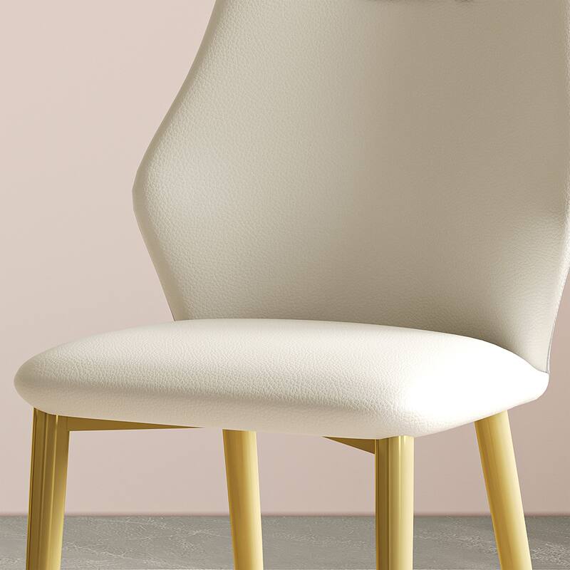 2-Piece Kitchen Dining Chairs Set with PU Leather Seats & Steel Legs, Ergonomic Backrests for Dining Room, Living Room