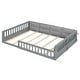 preview thumbnail 16 of 24, Wood Full Size Upholstered Platform Bed with Guardrail and Pillow Grey