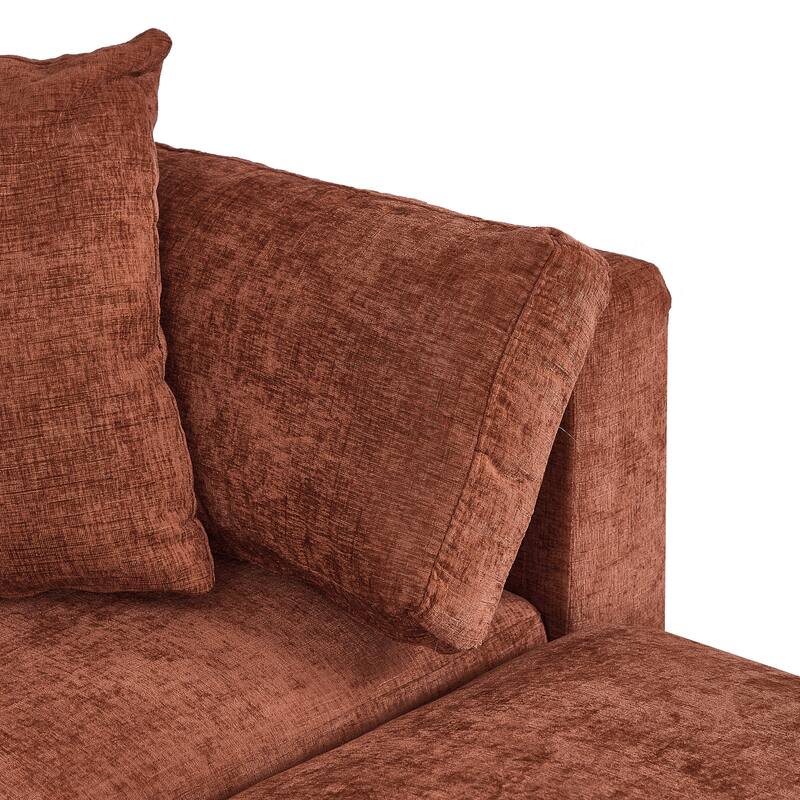 Chenille Modular Sectional Sofa with Right-Arm Chaise & 500lb Capacity