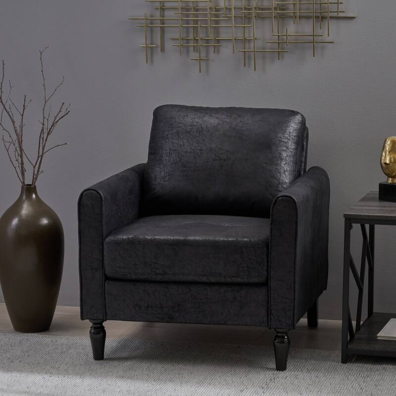 Contemporary Black Microfiber Club Chair for Small Spaces