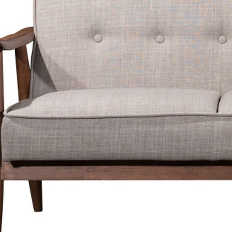 HomeRoots 69" Beige Polyester Sofa With Brown Legs