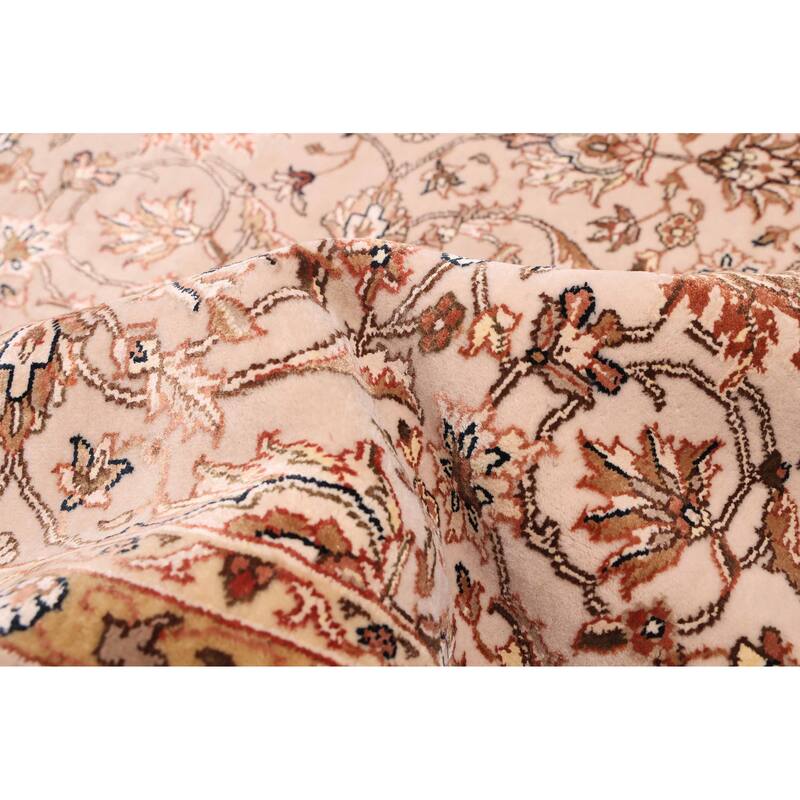 ECARPETGALLERY Hand-knotted Mirzapur Beige Silk, Wool Rug - 5'8 x 7'10