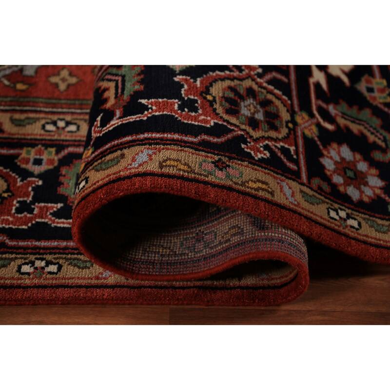 Orange Heriz Serapi Indian Area Rug Handmade Wool Carpet - 8'11"x 11'10"