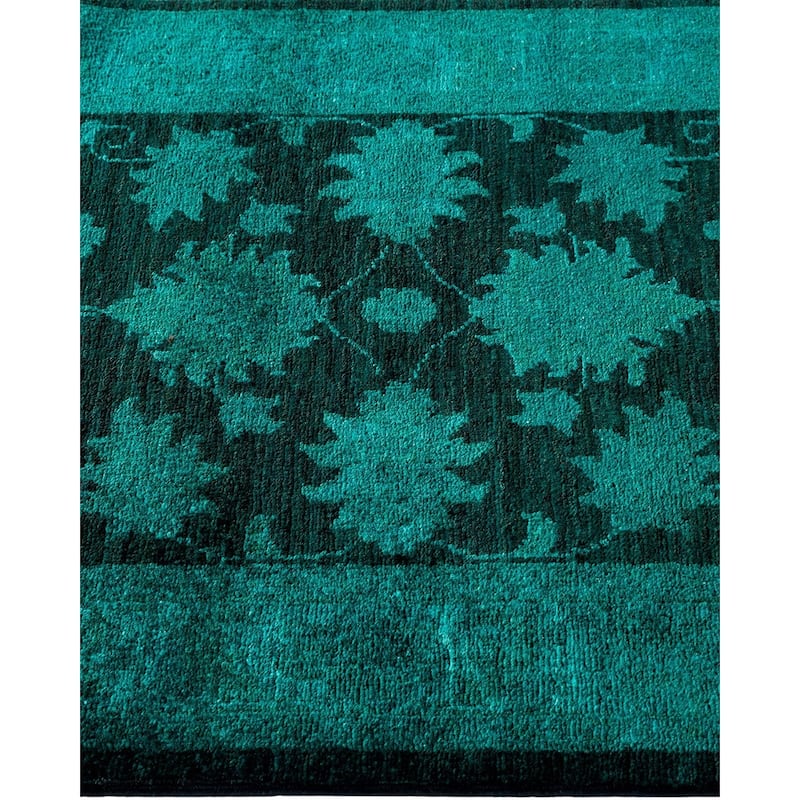 Overton Hand Knotted Wool Vintage Inspired Modern Contemporary Overdyed Black Runner Rug - 2' 5" x 17' 9"