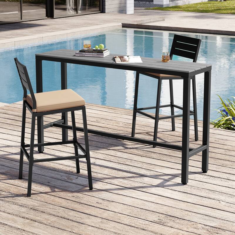 Crestlive Products Patio Outdoor Bar Table Rectangle Pub Table