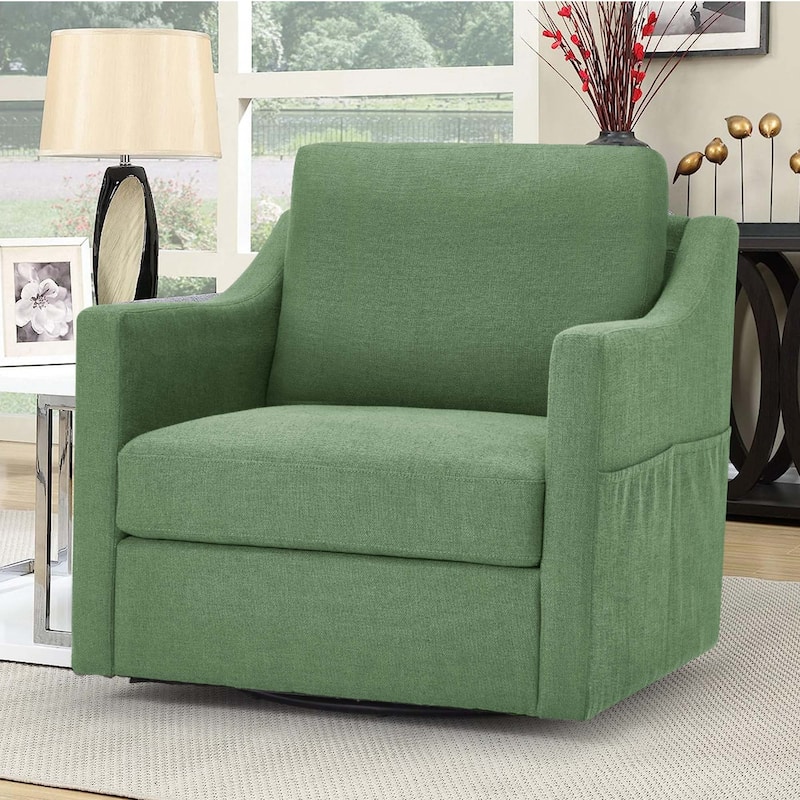 Swivel Accent Chair - Modern Linen Armchair with Removable Cover for Living Room & Reception