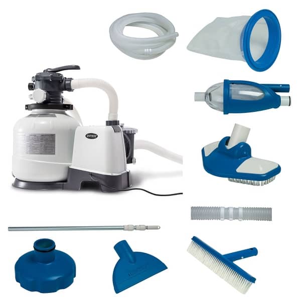 Intex 2800 GPH Above Ground Pool Sand Filter Pump w/ Deluxe Pool Maintenance Kit - 45.84