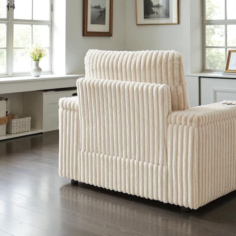 42.5" Corduroy Single Recliner Chair with Cup Holder, Storage Footrest, Armrest Storage and Backrest Pillow