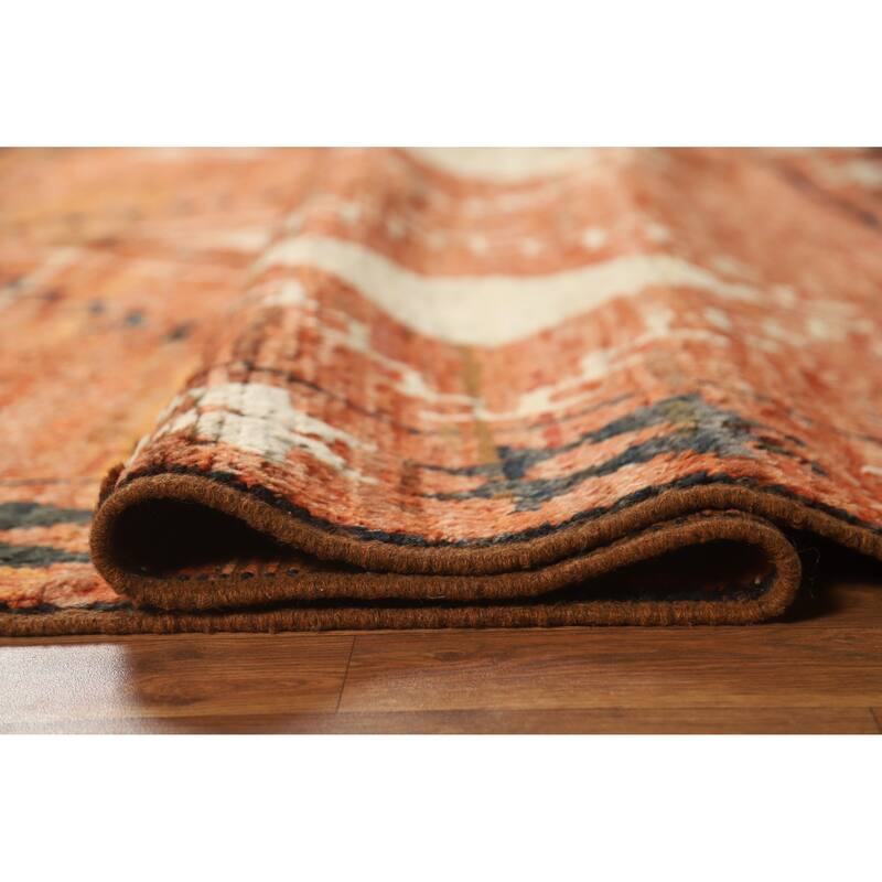 Orange Moroccan Oriental Area Rug Hand-Knotted Wool Carpet - 6'8" x 9'9"