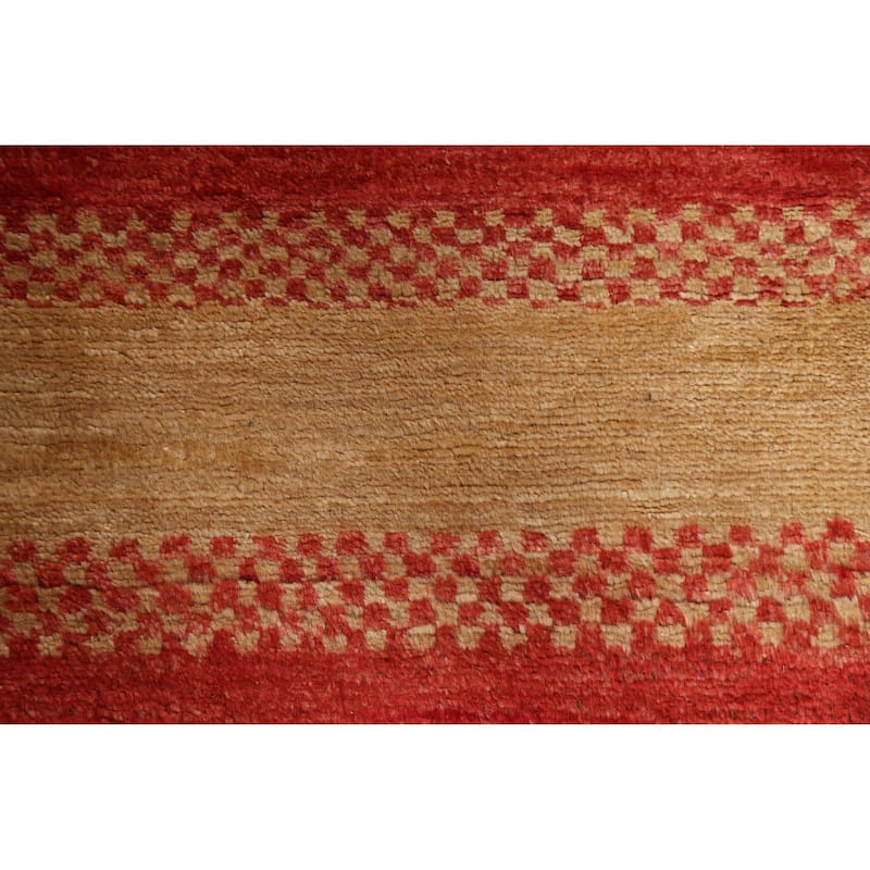 Striped Contemporary Gabbeh Kashkoli Wool Area Rug Hand-knotted Carpet - 2'10" x 4'10"