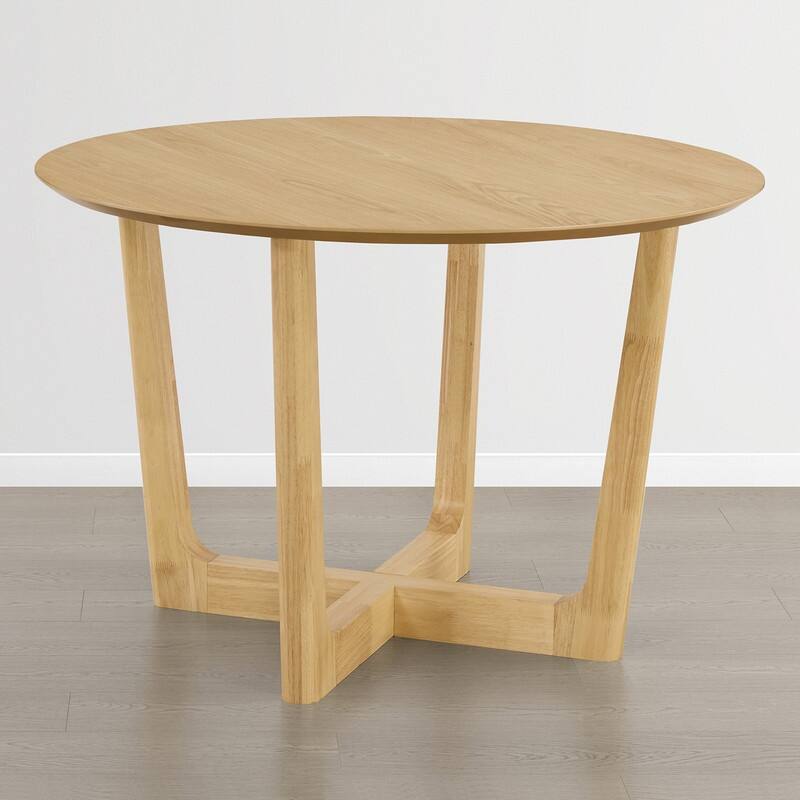 Spruce & Spring 47-Inch Modern Round Wood Dining Table with Cross-Leg Base