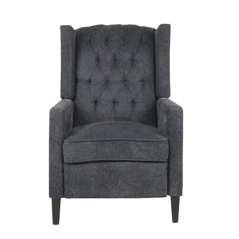 Recliner Chair with Button Tufted Pushback and Sleek Arms, Black