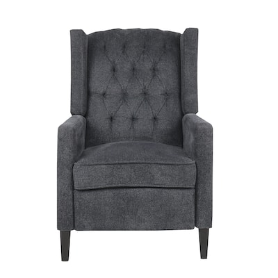 Recliner Chair with Button Tufted Pushback and Sleek Arms, Black
