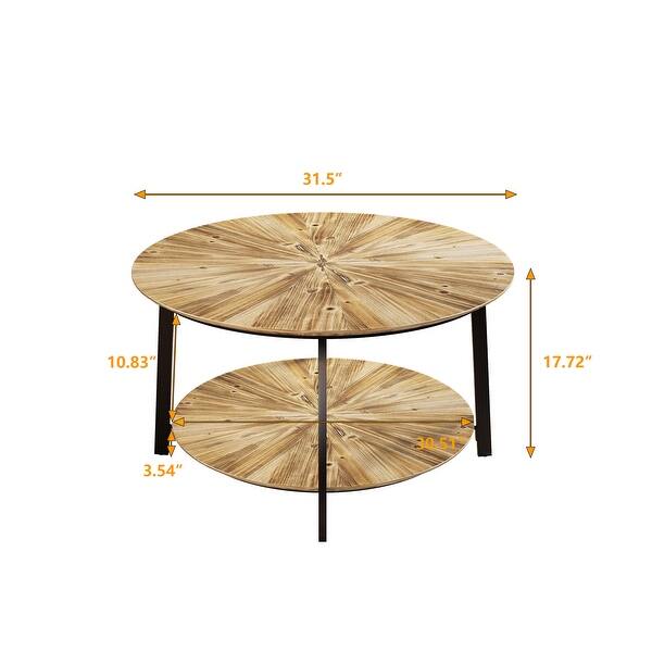 Natural Solid Wood Round Coffee Table with Storage - Bed Bath & Beyond ...